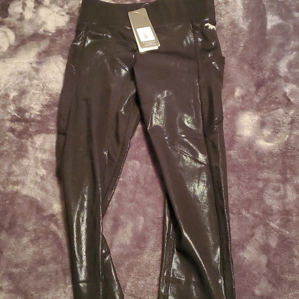 Running barre shiny black leggings